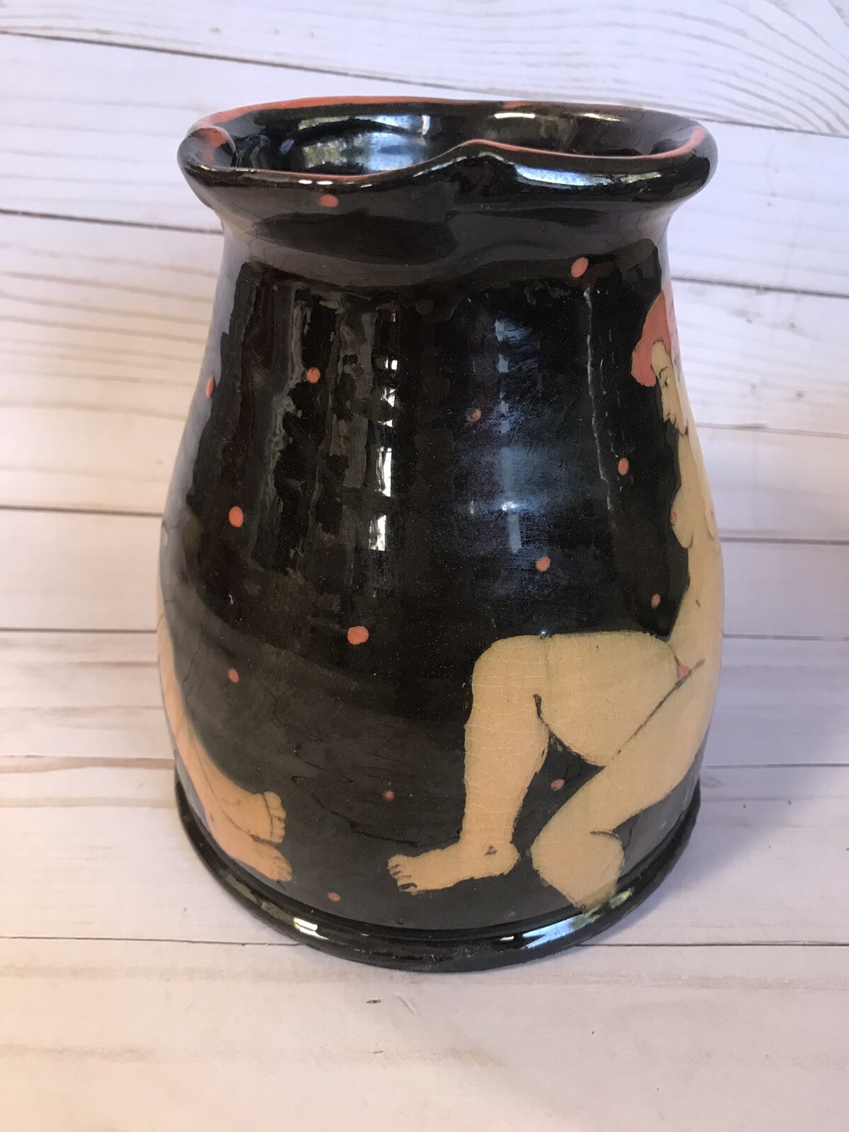 Art Pottery Nude Pitcher Vase Signed Ceramic Nudes Vtg Nudes eBay