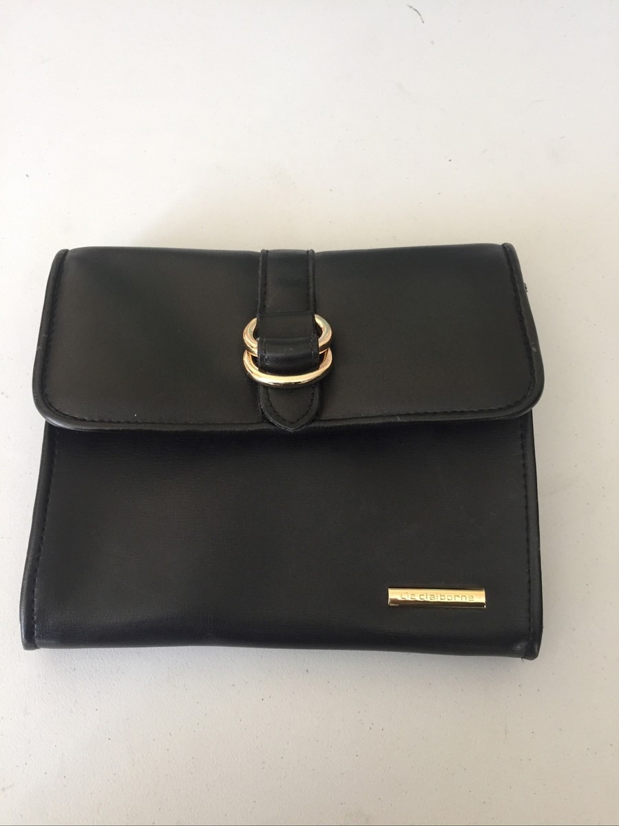 Vintage LIZ CLAIBORNE Womens Snap Closure Wallet Clutch Black