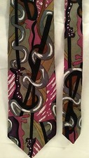 SCENARIO Mens Neck Tie 100% Silk Abstract Plum, Olive, Black made in USA
