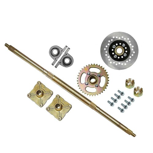 810mm Go Kart Rear Axle kit Sprocket & Hub+ 10" Wheels Front Steering Buggy Quad - Picture 2 of 12