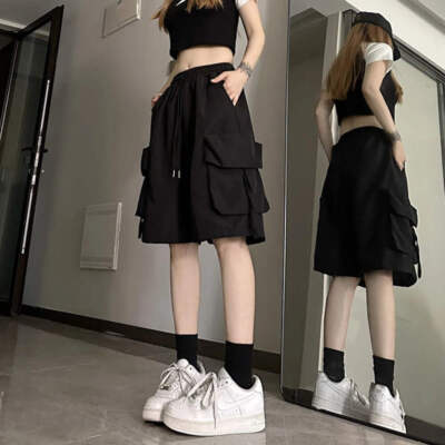 High Waist Cargo Shorts American Style Streetwear Sommer weites Bein Hose Mode