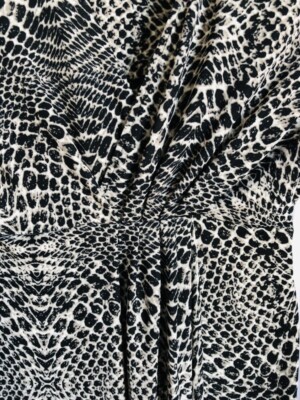 Kenneth Cole Beige Black Python V-Neck Gathered Draped Stretch Dress Size S