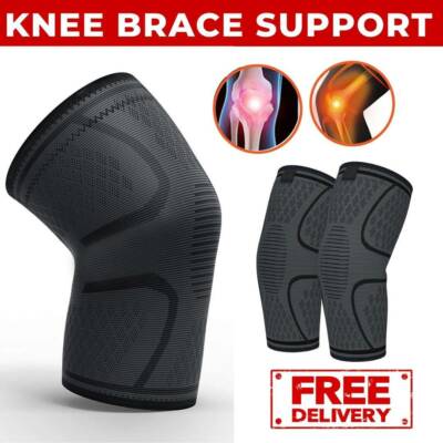 2X Kniebandage Kompression Stützhülse zur Schmerzlinderung Sport Bein Nerven UK