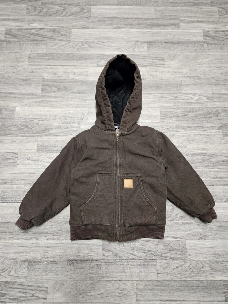 Carhartt Brown Canvas Hoodie Full Zip Jacket Boys XXS (4/5