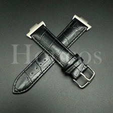 Replacement Black Genuine Leather Watch Strap Fits for Tissot PRX and Adapter
