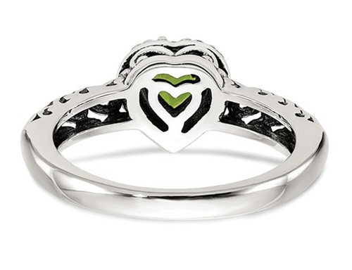 Peridot 5mm Heart Ring in Sterling Silver - Picture 2 of 5