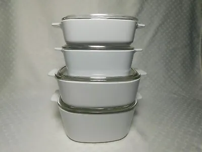 Kopen 8 Pc Set Vintage Corning All White Casserole Baking Dishes With Lids, Just White