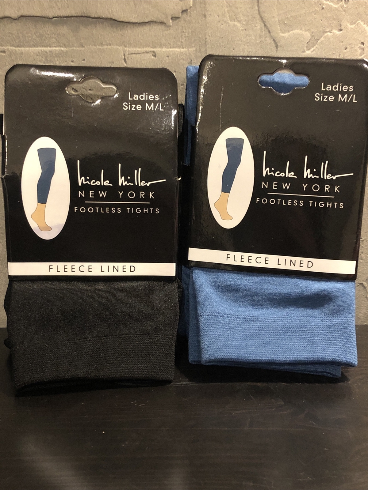 Leggings ajustados sin pies forrados de lana de Nueva York azul y negro nuevos con etiquetas M/l-image