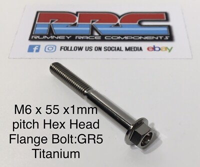 M6 x 55 mm x 1 mm Steigung GR5 Ti-6AL-4V Titan Sechskant Flanschschraube, gewalztes Gewinde