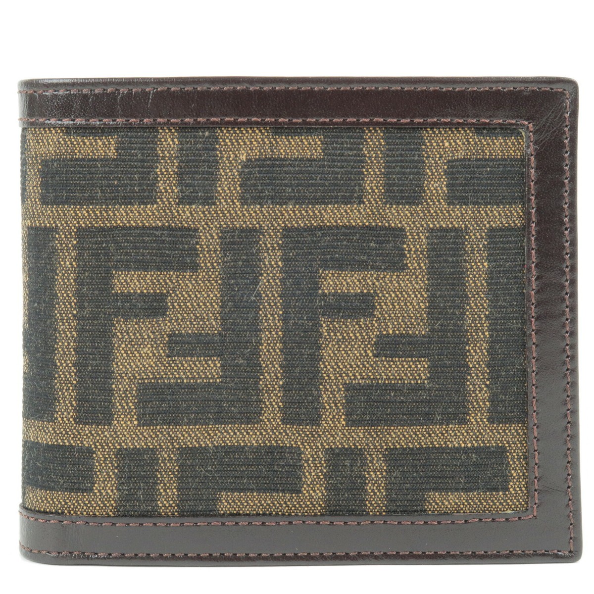 FENDI Zucca Bi Fold Wallet Khaki Black Canvas Leather 01445  display picture 1