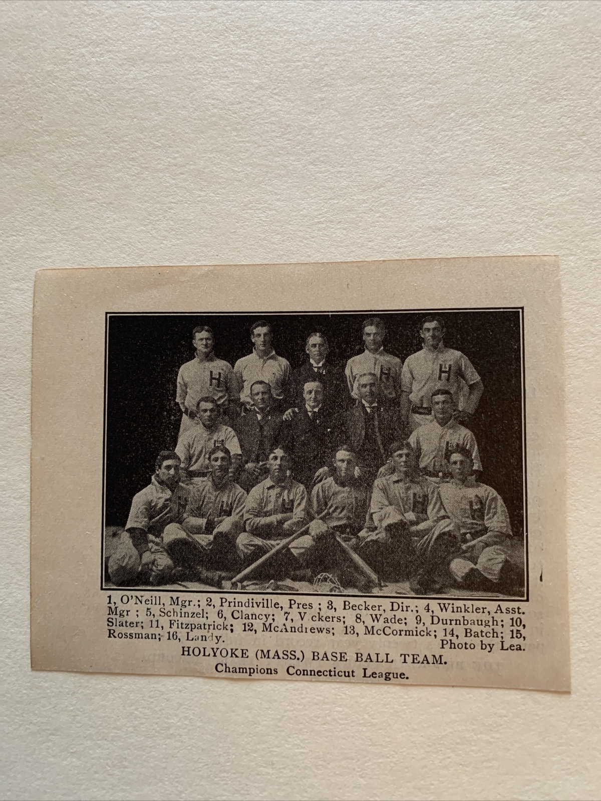Holyoke Paperweights MA Emil Batch Rube Vickers 1903 Baseball Team