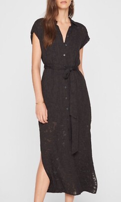 New Club Monaco Black Maxi Button Down Floral Textured Danielle Dress ~  Size 12 | eBay