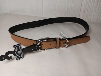 NWT Guess Camel Brown Belt Women's Size L  ( 31'' - 34'' ) Mens Vegan Leather Flaw