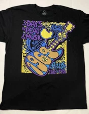 Liquid Blue 3 Days Of Peace Men's XL Woodstock-Peace Love Music Black T-Shirt
