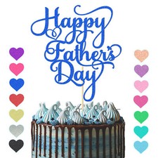 Happy Fathers Day Cake Topper, Dad Daddy Multicolour Glitter Topper UK Free P&P