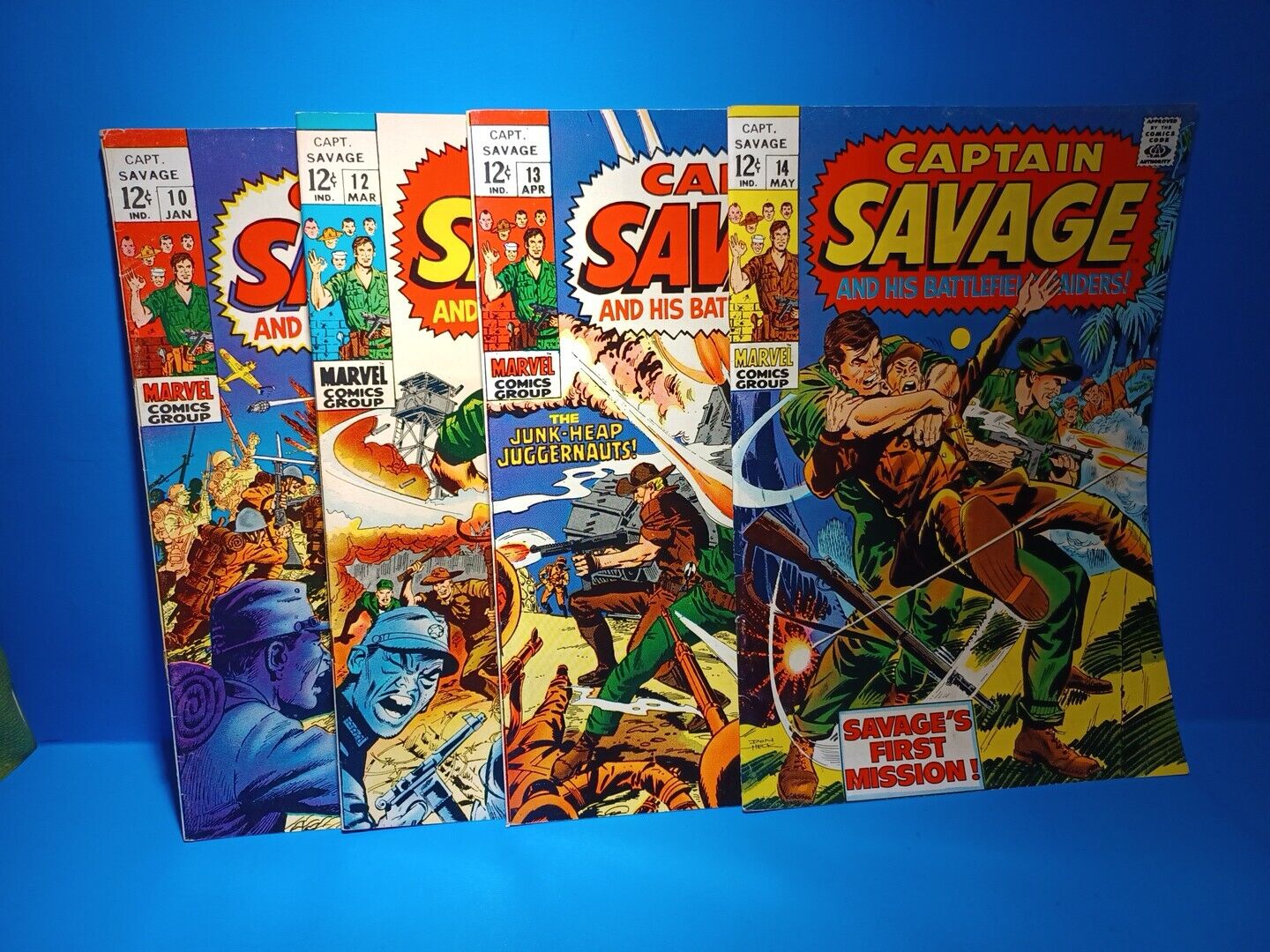 Captain Savage Marvel Silver Age #10, 12, 13, 14  Lot Of 4 Vintage comics (m17)