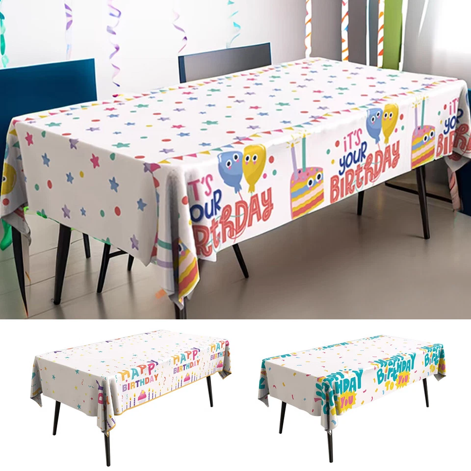 4/2Pcs Birthday Table Cover Table Cloth For Birthday Party Decorations 54”x 72” - Image 2 of 4