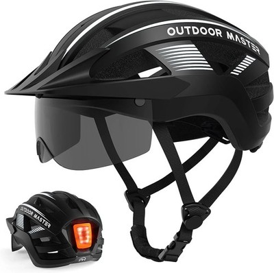 OutdoorMaster Fahrradhelm LED Brille Visier L 58-61cm MTB E-Bike Helm versch. F