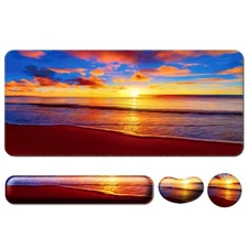 Keyboard Wrist Rest + Mouse Pad with Wrist Support + Desk Mat + Coaster 4 in ...