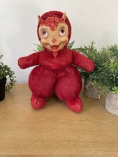 Vintage 1950s GUND Rubber Face DEVIL PLUSH DOLL Red Velvet Rushton Rare