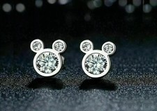2.50 CT Round Cut Moissanite Smiley Stud Women's Earring 14K White Gold Plated
