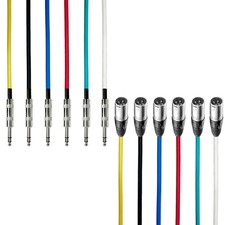 1/4-Inch TRS Stereo to XLR Male Multi-Colored Balanced Cables Metal Connectors