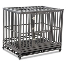Heavy Duty Dog Cage Metal Kennel and Crate for Medium and Large Dogs, Pet Pla...