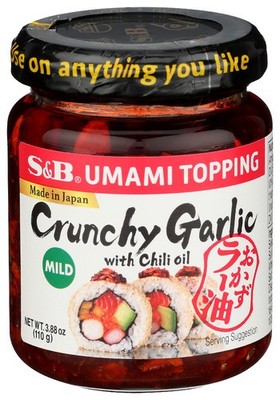 S & B Dressing Garlic Crunch Chili Oil 3.9 Oz (Pack of 6)