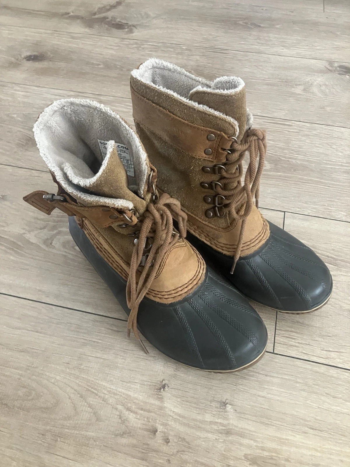 Vintage Sorel Boots Men's 8 Brown Manitou Wool Lined Waterproof Winter Snow Duck