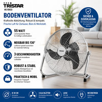 Bodenventilator 30Cm Windmaschine 55W LüFter Standventilator Silber
