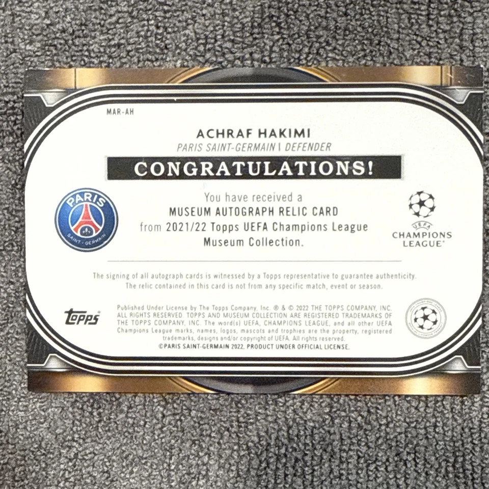 🔥2021 Topps Museum Collection UCL - Achraf Hakimi #MAR-AH Gold /50 (AU, MEM)🔥 - Image 2 of 4