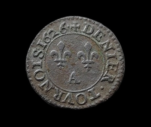 Louis XIII, Denier Tournois 1626 In Paris - Picture 1 of 2