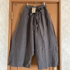 ICHI Antiquites Linen Saruel Pants Charcoal Gray Free Size New with Tags