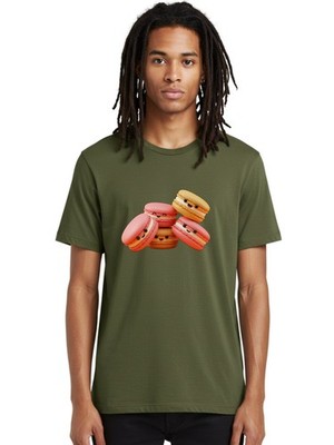 Macaron-Faces Mens Graphic Tee, 100% Cotton, Casual Summer Wear
