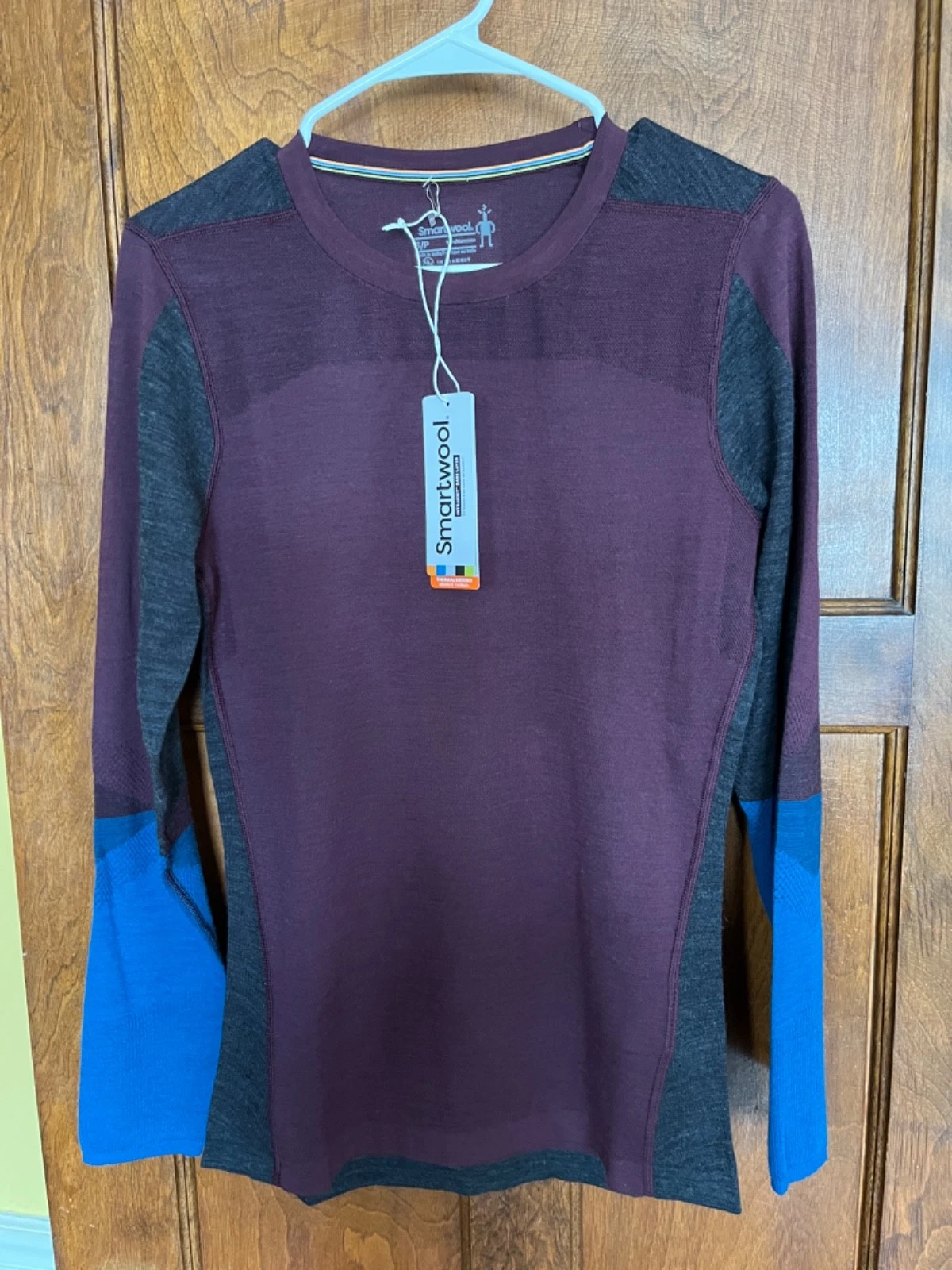 Smartwool NWT Intraknit Thermal Merino Base Crew Top Men Small Eggplan RET. $130