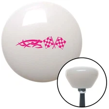 Pink Tribal Sign & Racing Flags White Retro Shift Knob w/ M16x1.5 Insert Auto