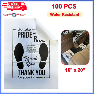 White Car Paper Floor Mats: 100 PCS Disposable Floor Cars Automotive Protector
