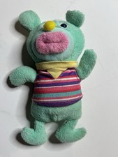 Fisher Price Mint Green Open Mouth Push Belly Bear Plush Toy Tested Works Well
