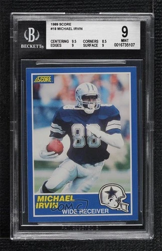 1989 Score Michael Irvin #18 BGS 9 MINT Rookie RC HOF
