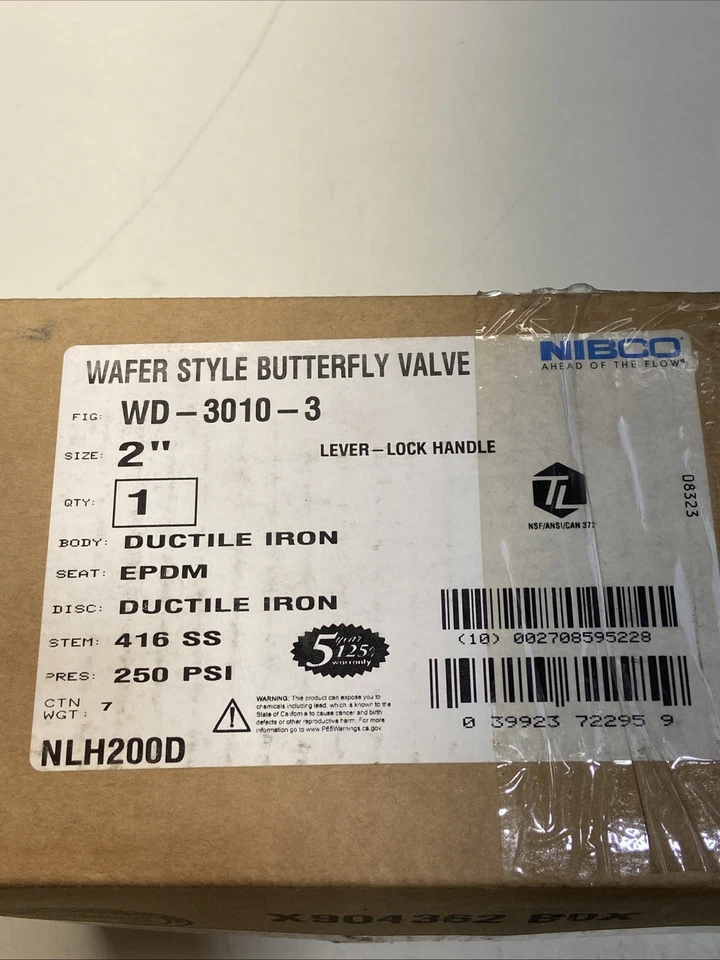 Válvula mariposa oblea de hierro dúctil Nibco WD3010-3 2" 250 PSI Foto 2 de 3