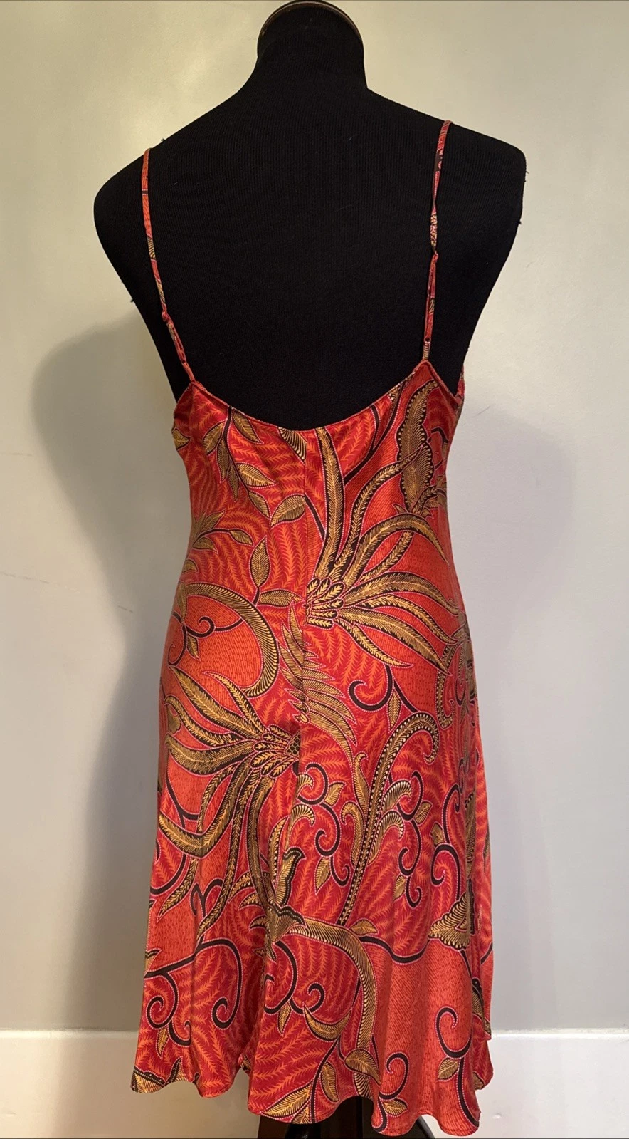 UNDERCOVER Abito slip vintage anni 90 Victoria Secret 100% seta rosso floreale foglia botanica M