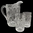 Vintage 1940s Pretzel Clear by Indiana Glass Pitcher and Drinking Glasses (2)