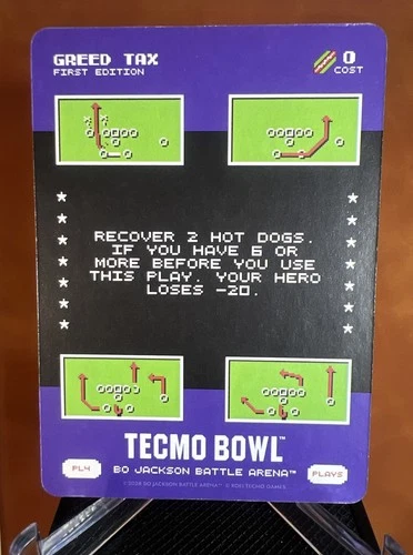 Bo Jackson Battle Arena Tecmo Bowl Play 4 PL4 Greed Tax SSP Hot Dog