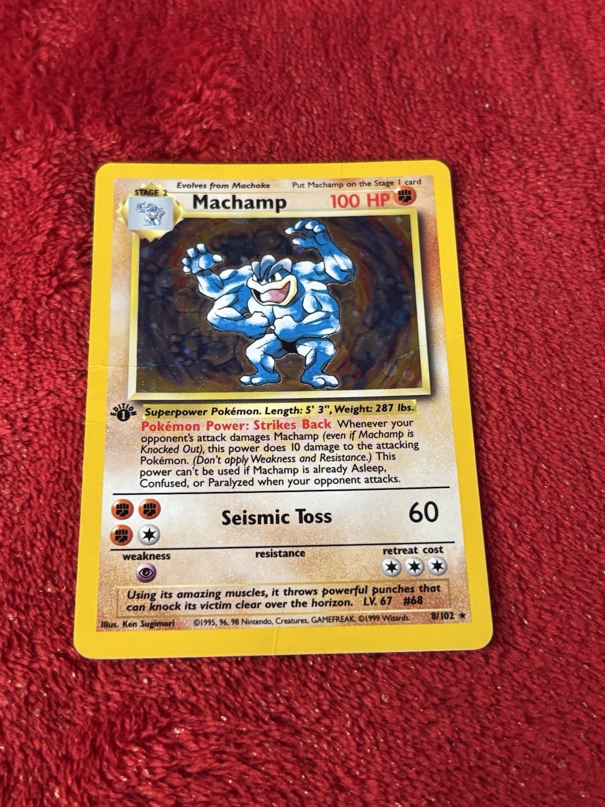 Pokémon TCG Machamp Base Set 8/102 Holo Unlimited Holo Rare Played