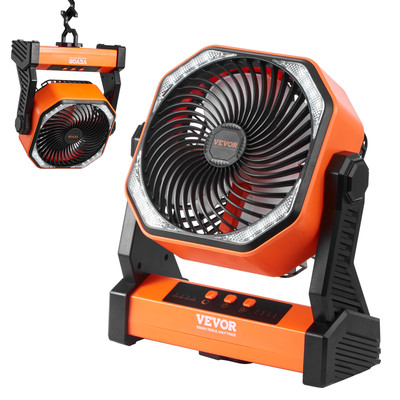 VEVOR 8 inch Portable Fan Rechargeable with LED Lantern 4 Speeds Adjustable
