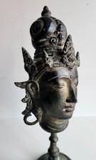 MAGNIFICENT LARGE BRONZE INDIAN / TIBETAN / CHINESE BUDDHA HEAD - HINDU DEITY ?