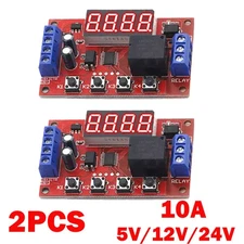 2PCS 5/12/24V 10A Adjustable Time Delay Relay Module LED Digital Control Switch