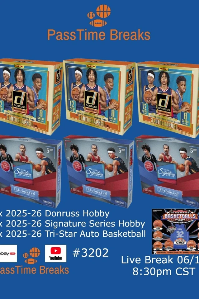 2025-26 DONRUSS SIGNATURE SERIES BASKETBALL 6x Hobby Box Mix PYT BREAK 3202