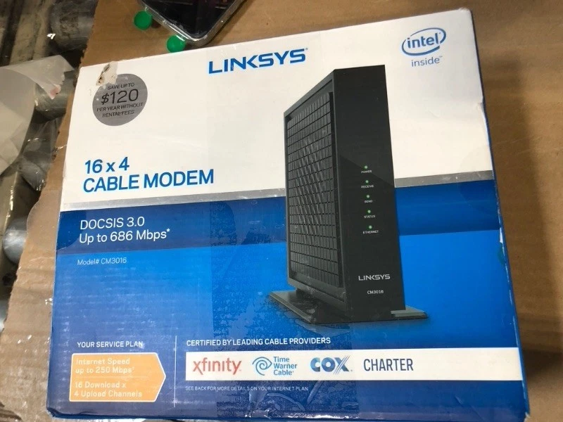 LINKSYS 16 x 4 Cable Modem | 16 x 4 Bonded Channels | DOCSIS 3.0 | CM3016 - Image 2 of 2