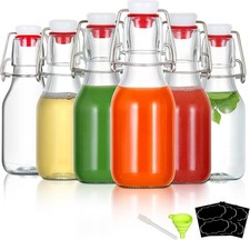 6 Pack 4Oz Swing Top Glass Bottles,Small Flip Top Glass Bottles with Airtight Ca